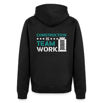 Construction Is Team Work Job Construction Worker - Unisex Premium Organic Zip Hoodie - black - Back - Nico (187cm)