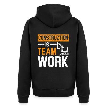 Construction Is Team Work Job Construction Worker - Unisex Premium Organic Zip Hoodie - black - Back - Nico (187cm)