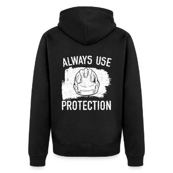 Always Use Protection Job Construction Worker - Unisex Premium Organic Zip Hoodie - black - Back - Nico (187cm)