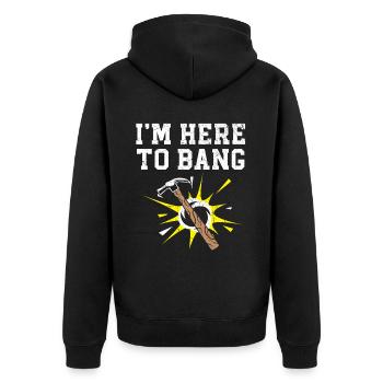 Ich bin hier, um den Beruf des Bauarbeiters zu knallen - Unisex Premium Bio Zip Hoodie - Schwarz - Hinten - Nico (187cm)