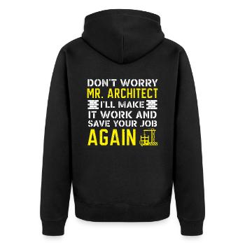 Ne vous inquiétez pas M. Architecte Concrete Whisperer Job - Veste à capuche bio Premium Unisexe - noir - Dos - Nico (187cm)