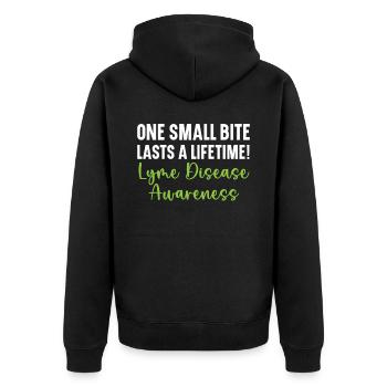 Ein kleiner Biss hält ein Leben lang Lyme-Borreliose - Unisex Premium Bio Zip Hoodie - Schwarz - Hinten - Nico (187cm)