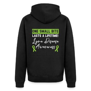 Ein kleiner Biss hält ein Leben lang Lyme-Borreliose - Unisex Premium Bio Zip Hoodie - Schwarz - Hinten - Nico (187cm)