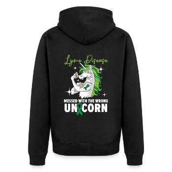 Lyme-Borreliose mit dem falschen Einhorn durcheinander gebracht - Unisex Premium Bio Zip Hoodie - Schwarz - Hinten - Nico (187cm)