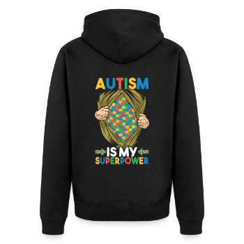 Autisme autistique Autiste - Veste à capuche bio Premium Unisexe - noir - Dos - Nico (187cm)