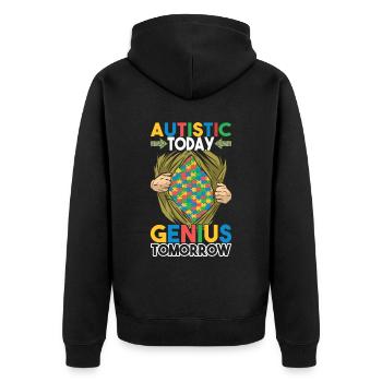 Autisme autistique Autiste - Veste à capuche bio Premium Unisexe - noir - Dos - Nico (187cm)