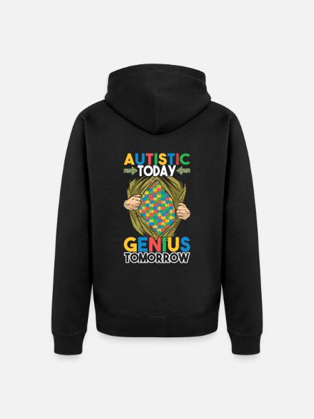 Autistic Autism Autistic - Unisex Premium Organic Zip Hoodie - black