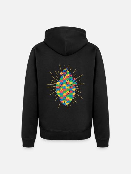 Autistic Autism Autistic - Unisex Premium Organic Zip Hoodie - black