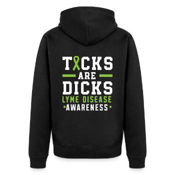 Zecken sind Dicks Lyme Disease Awareness Month - Unisex Premium Bio Zip Hoodie - Schwarz - Hinten - Nico (187cm)