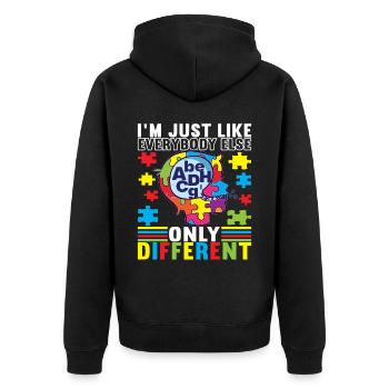 Autisme autistique Autiste - Veste à capuche bio Premium Unisexe - noir - Dos - Nico (187cm)