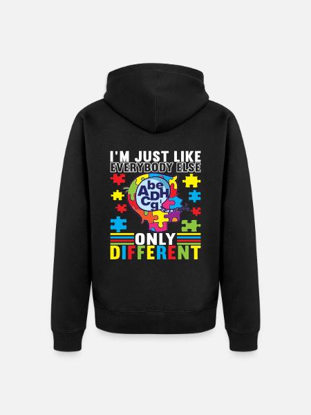 Autistic Autism Autistic - Unisex Premium Organic Zip Hoodie - black