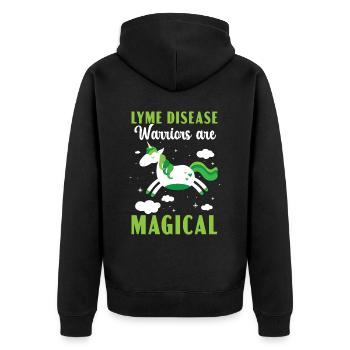 Lyme-Borreliose-Krieger sind magische Einhorn-Liebhaber - Unisex Premium Bio Zip Hoodie - Schwarz - Hinten - Nico (187cm)