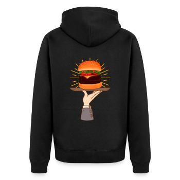 Hamburgers de restauration rapide - Veste à capuche bio Premium Unisexe - noir - Dos - Nico (187cm)