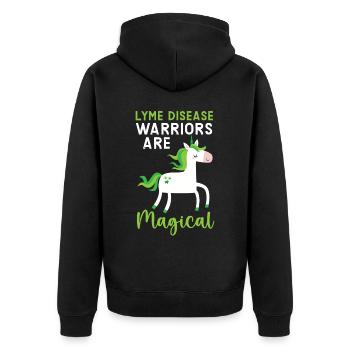 Lyme-Borreliose-Krieger sind magische Einhorn-Liebhaber - Unisex Premium Bio Zip Hoodie - Schwarz - Hinten - Nico (187cm)