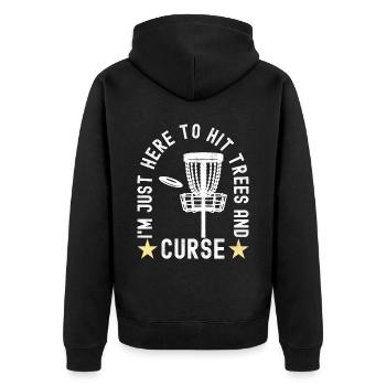 Disc Golf Disc Golfer - Unisex Premium Bio Zip Hoodie - Schwarz - Hinten - Nico (187cm)