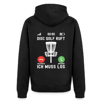 Disc Golf Disc Golfer - Unisex Premium Bio Zip Hoodie - Schwarz - Hinten - Nico (187cm)