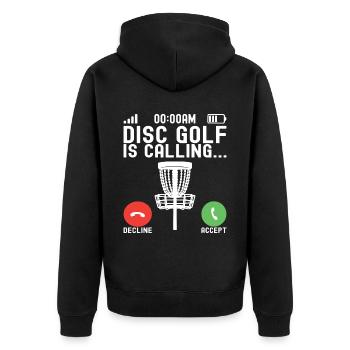 Disc Golf Disc Golfer - Unisex Premium Bio Zip Hoodie - Schwarz - Hinten - Nico (187cm)