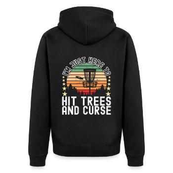 Disc Golf Disc Golfer - Unisex Premium Bio Zip Hoodie - Schwarz - Hinten - Nico (187cm)