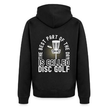 Disc Golf Disc Golfer - Unisex Premium Bio Zip Hoodie - Schwarz - Hinten - Nico (187cm)