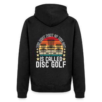Disc Golf Disc Golfer - Unisex Premium Bio Zip Hoodie - Schwarz - Hinten - Nico (187cm)