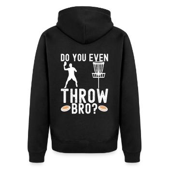 Disc Golf Disc Golfer - Unisex Premium Bio Zip Hoodie - Schwarz - Hinten - Nico (187cm)