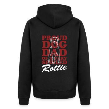 Rottweiler Dad | Rottie Hunde Hundehalter Geschenk - Unisex Premium Bio Zip Hoodie - Schwarz - Hinten - Nico (187cm)