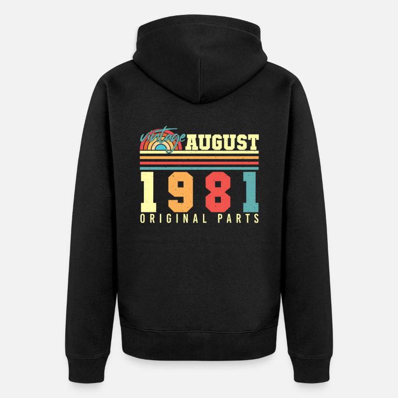 Août 1981 Idée cadeau - Veste à capuche bio Premium Unisexe - noir