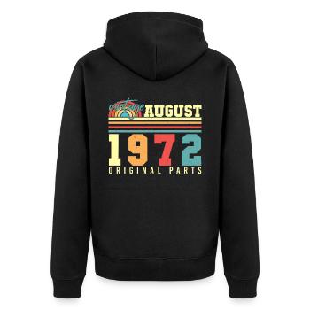 50. Jahrestag August 1972 - Unisex Premium Bio Zip Hoodie - Schwarz - Hinten - Nico (187cm)