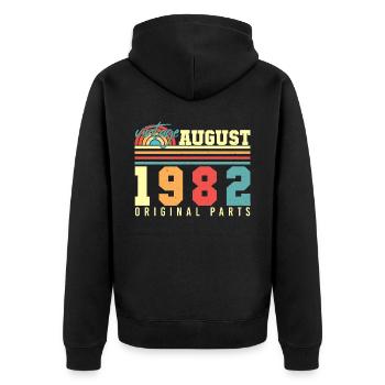 40e anniversaire août 1982 - Veste à capuche bio Premium Unisexe - noir - Dos - Nico (187cm)