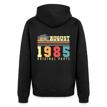 Salutations d’anniversaire pour le mois d’août 1985 - Veste à capuche bio Premium Unisexe - noir - Dos - Nico (187cm)