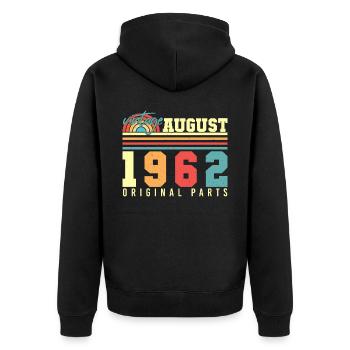 1962 In August 60th birthday - Unisex Premium Organic Zip Hoodie - black - Back - Nico (187cm)