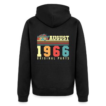 Original August 1966 - Unisex Premium Bio Zip Hoodie - Schwarz - Hinten - Nico (187cm)