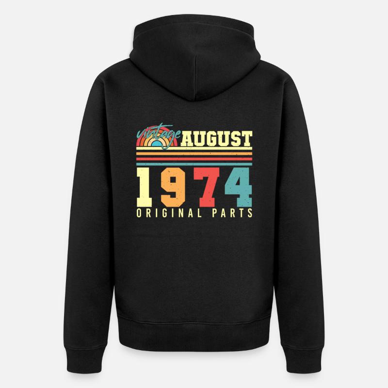 Millésime d’août 1974 - Veste à capuche bio Premium Unisexe - noir