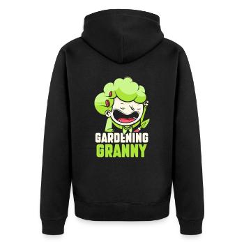 Gartenarbeit Oma Großmutter Gärtnerin Garten - Unisex Premium Bio Zip Hoodie - Schwarz - Hinten - Nico (187cm)