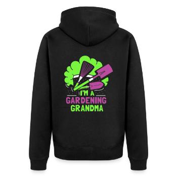 Ich Bin Eine Gärtnernde Oma Großmutter Garten - Unisex Premium Bio Zip Hoodie - Schwarz - Hinten - Nico (187cm)