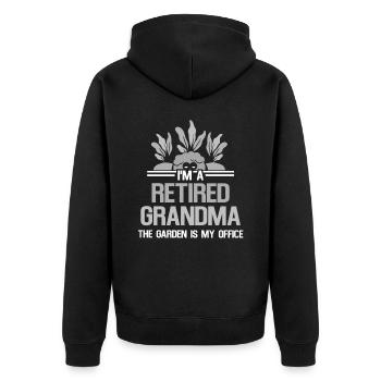 Ich Bin Eine Großmutter Im Ruhestand Oma Garten - Unisex Premium Bio Zip Hoodie - Schwarz - Hinten - Nico (187cm)