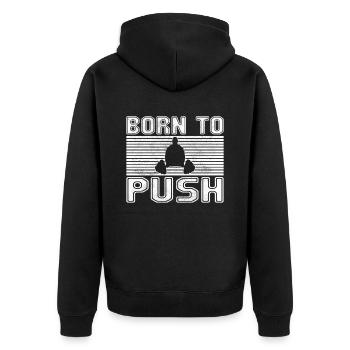 Kraftsport - Unisex Premium Bio Zip Hoodie - Schwarz - Hinten - Nico (187cm)