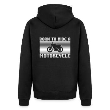 Motorcycle - Unisex Premium Organic Zip Hoodie - black - Back - Nico (187cm)