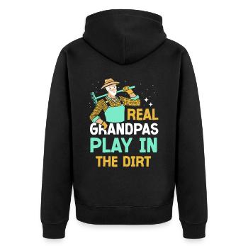 Echte Großväter Spielen Im Dreck Gartenarbeit - Unisex Premium Bio Zip Hoodie - Schwarz - Hinten - Nico (187cm)