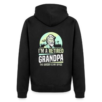 Bin Ein Opa Im Ruhestand Der Garten Ist Mein Büro - Unisex Premium Bio Zip Hoodie - Schwarz - Hinten - Nico (187cm)