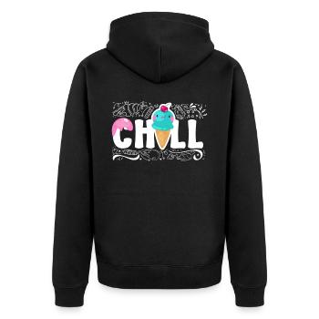 Ice Cream Cone Chill - Unisex Premium Bio Zip Hoodie - Schwarz - Hinten - Nico (187cm)