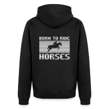 Pferde reiten - Unisex Premium Bio Zip Hoodie - Schwarz - Hinten - Nico (187cm)
