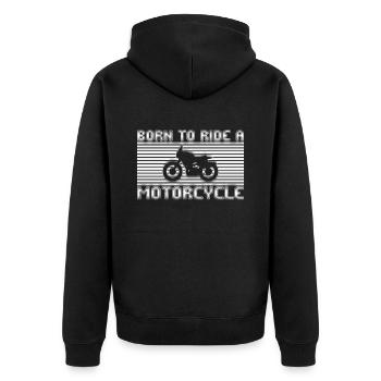 Motorcycling - Unisex Premium Organic Zip Hoodie - black - Back - Nico (187cm)