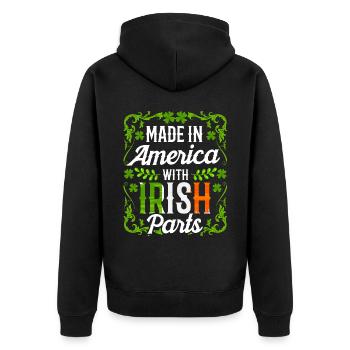 Fabriqué en Amérique avec des parties irlandaises irlandaises - Veste à capuche bio Premium Unisexe - noir - Dos - Nico (187cm)