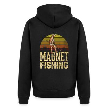 Magnetic Fishing Magnetic Fisherman Magnetic Fishing Magnet - Unisex Premium Organic Zip Hoodie - black - Back - Nico (187cm)