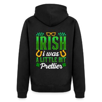 St Patricks Tag Irisch Ire Gälisch Irland - Unisex Premium Bio Zip Hoodie - Schwarz - Hinten - Nico (187cm)