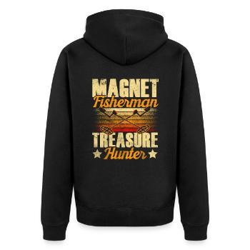 Magnetfischer Schatzsucher Magnet Magnetfischen - Unisex Premium Bio Zip Hoodie - Schwarz - Hinten - Nico (187cm)
