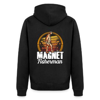 Magnet Fisherman Magnet Magnetic Fishing - Unisex Premium Organic Zip Hoodie - black - Back - Nico (187cm)