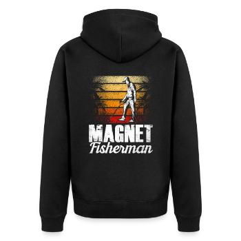 Magnet Fisherman Magnet Magnetic Fishing - Unisex Premium Organic Zip Hoodie - black - Back - Nico (187cm)