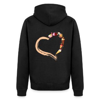 Ice Cream Heart Cone Popsicle - Unisex Premium Bio Zip Hoodie - Schwarz - Hinten - Nico (187cm)